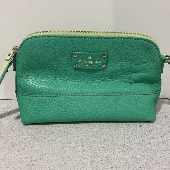 Kate Spade New York Hannah Crossbody Shoulder Bag Medium Green Leather Purse - Picture 5 of 15